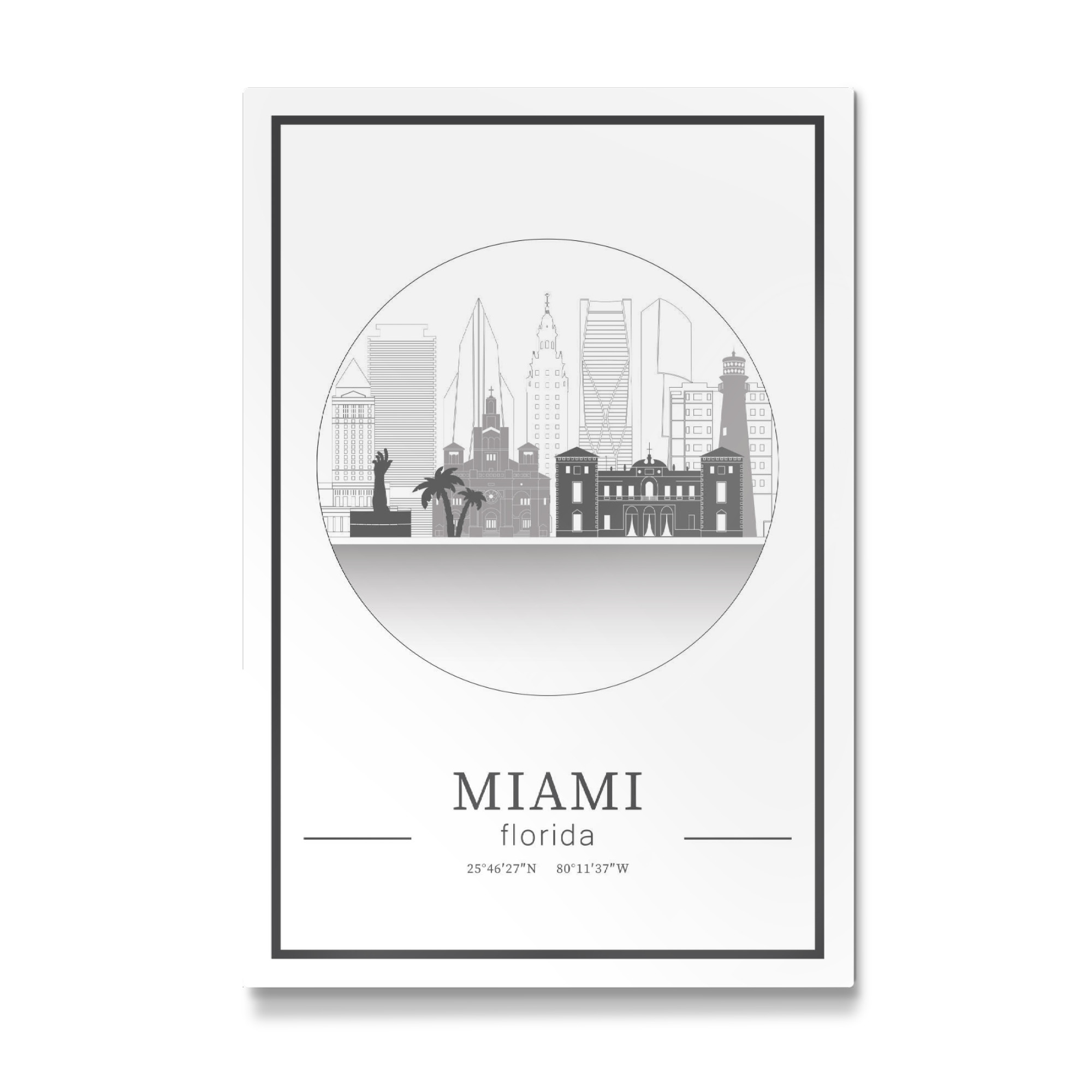 Galerie-Print "Miami skyline line art circle" 75x50 cm artboxONE