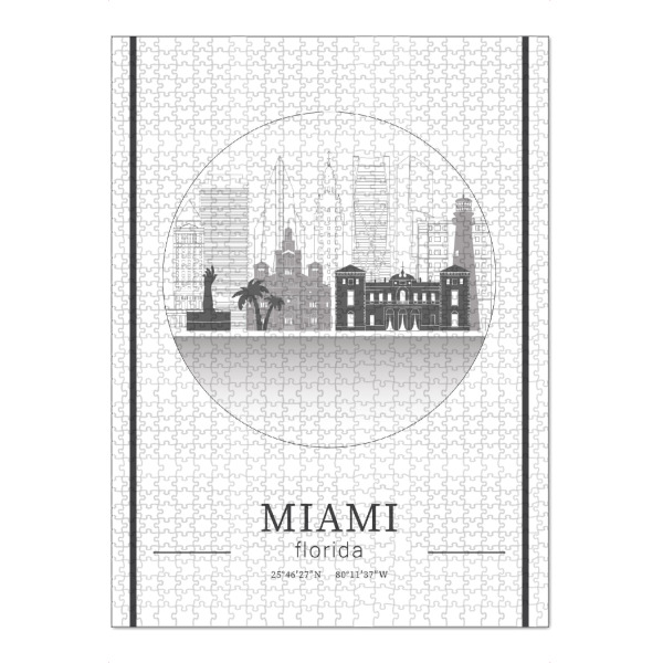 Puzzle Ravensburger "Miami skyline line art circle" artboxONE - Städte,Reise,Architektur,Kartografie