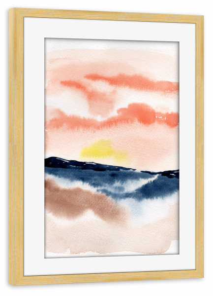 Poster mit Rahmen kiefer "Big blue" artboxONE - Natur,Abstrakt - Watercolour,Abstrakt,Abstract,Landschaft,Landscape,Natur,Nature,Bunt,Colorful