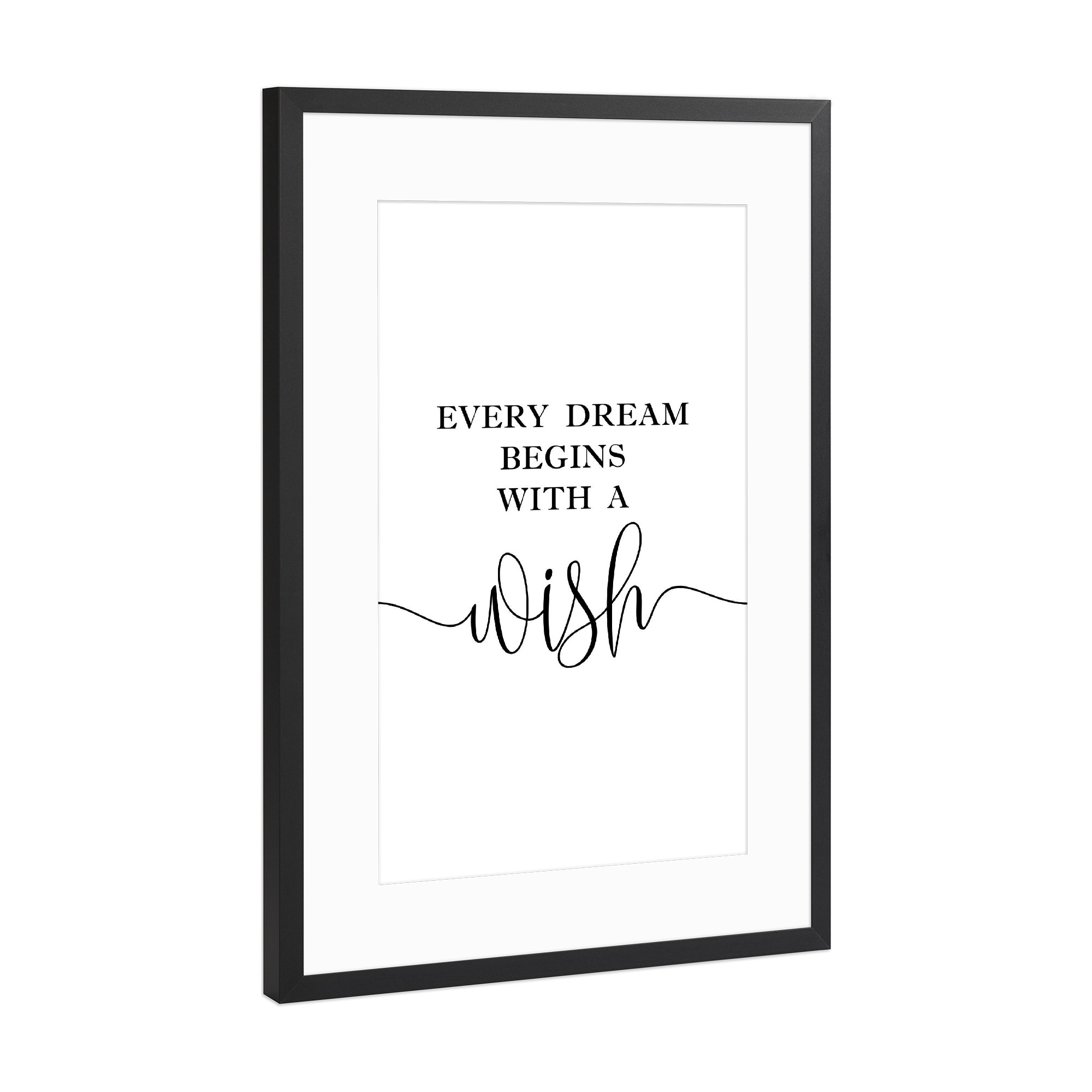 Poster mit Rahmen Schwarz (Metallic) "*Make a Wish*" artboxONE - Typografie,Menschen,Liebe,Lustig