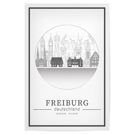 Freiburg skyline line art circle