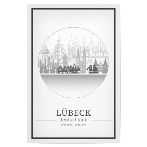 Lubeck skyline line art circle