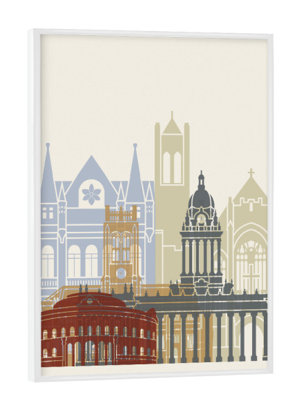 Poster mit weißem Rahmen "Leeds skyline" artboxONE - Städte,Architektur