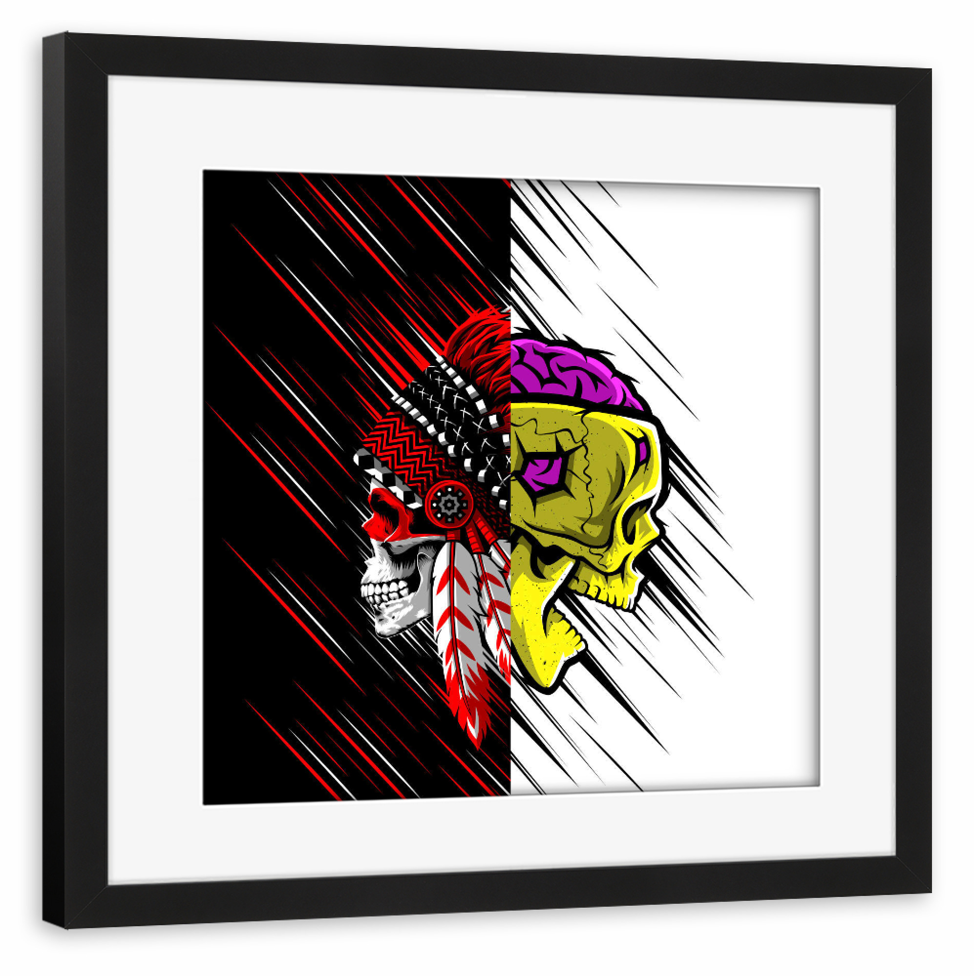 Poster mit Rahmen schwarz "Double of Skulls" artboxONE - Streetart