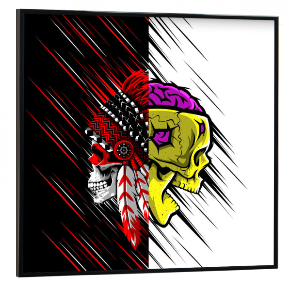 Poster mit schwarzem Rahmen 30x30 cm "Double of Skulls" artboxONE - Streetart