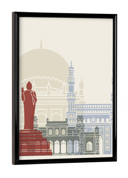 Poster mit schwarzem Rahmen "Hyderabad skyline" artboxONE - Städte,Architektur