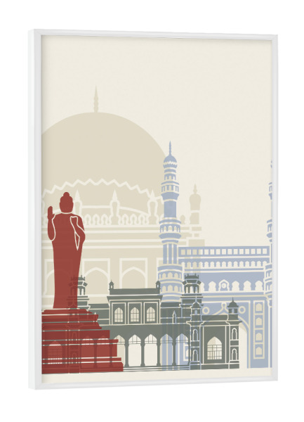 Poster mit weißem Rahmen "Hyderabad skyline" artboxONE - Städte,Architektur