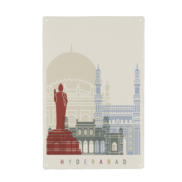 Metall Poster "Hyderabad skyline" artboxONE - Städte,Architektur