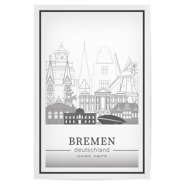 Poster "Bremen skyline line art" artboxONE - Städte,Reise,Architektur,Kartografie