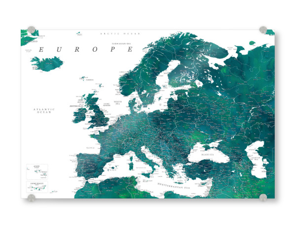 Acrylglasbild "Detailed map of Europe Nyla" artboxONE - Reise,Kartografie