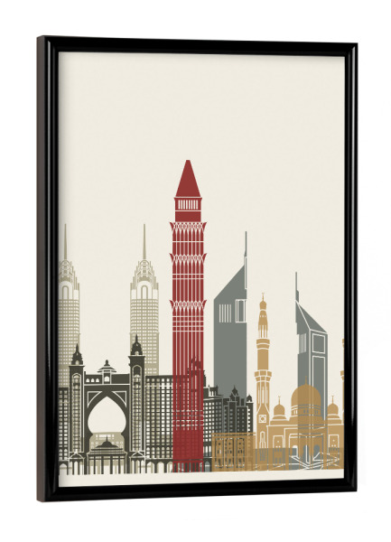 Poster mit schwarzem Rahmen "Dubai skyline" artboxONE - Städte,Architektur