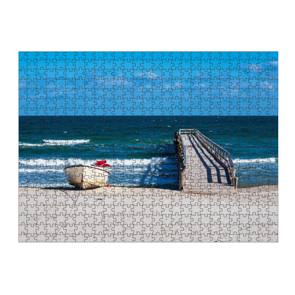Puzzle Ravensburger "Boot, Wellen und Steg" artboxONE - Natur,Reise,Architektur,Reise / Strand und Meer