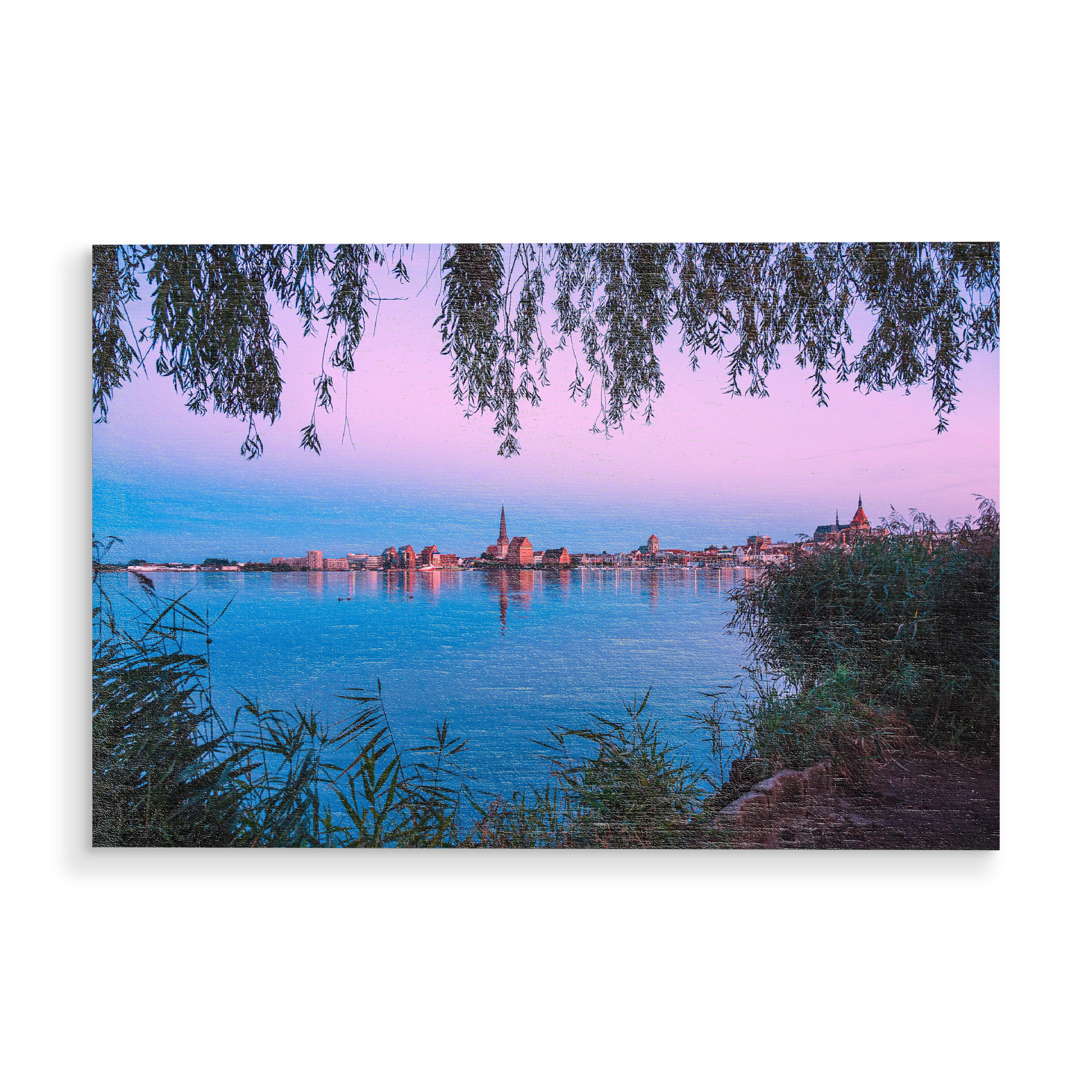 Holzbild "Abends an der Warnow" artboxONE - Natur,Reise,Architektur,Städte / Weitere