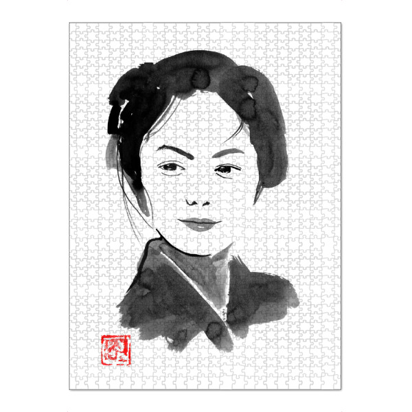 Puzzle Ravensburger "The painters daughter" artboxONE - Menschen,Schwarzweiß - Japon,Sumie,Geisha,Femme,Frau,Woman,Schwarzweiß,Blackandwhite