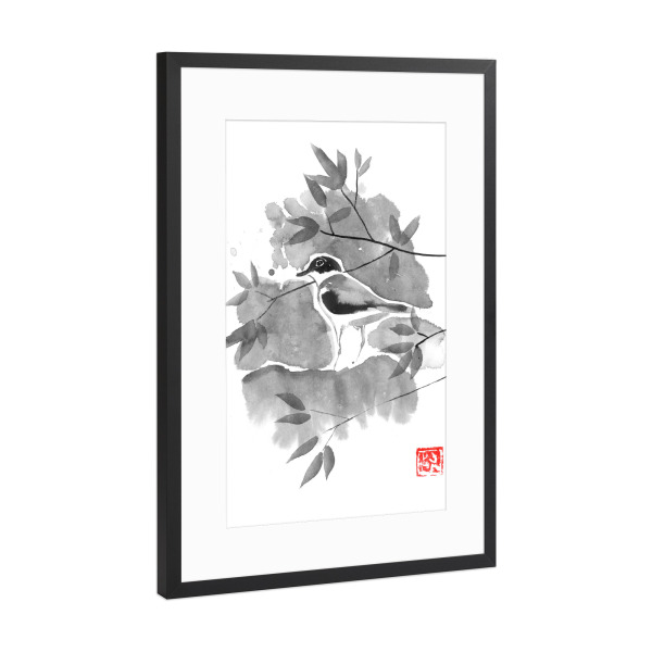 Poster mit Rahmen Schwarz (Metallic) "Bird in a tree" artboxONE - Natur,Tiere