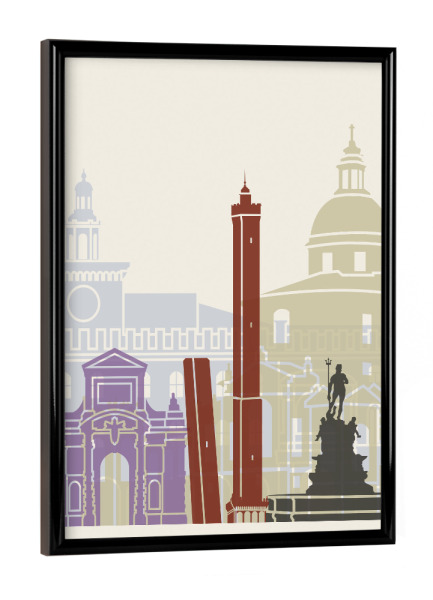 Poster mit schwarzem Rahmen "Bologna skyline" artboxONE - Städte,Architektur