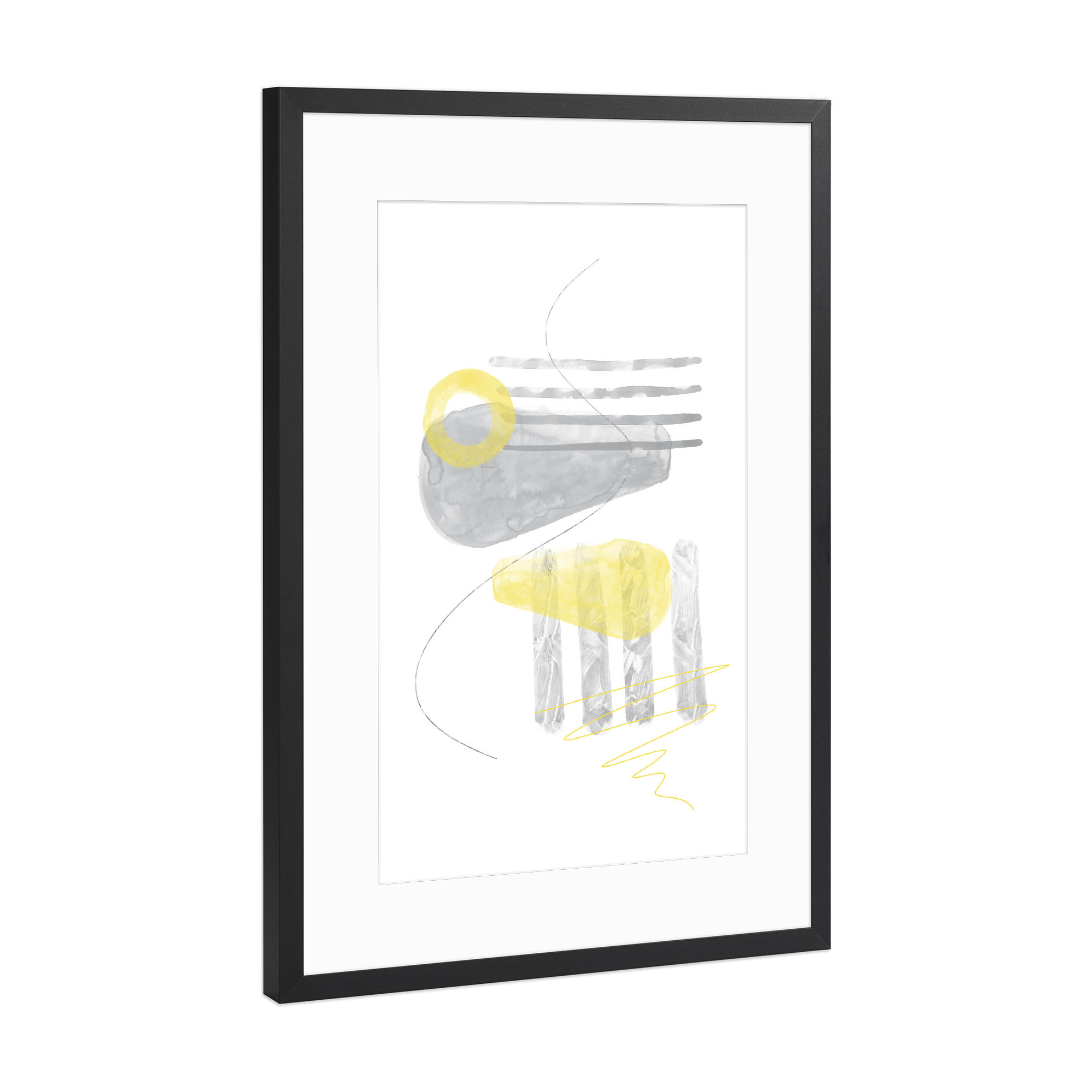 Poster mit Rahmen Schwarz (Metallic) "Retro Aquarell-Formen" artboxONE - Abstrakt
