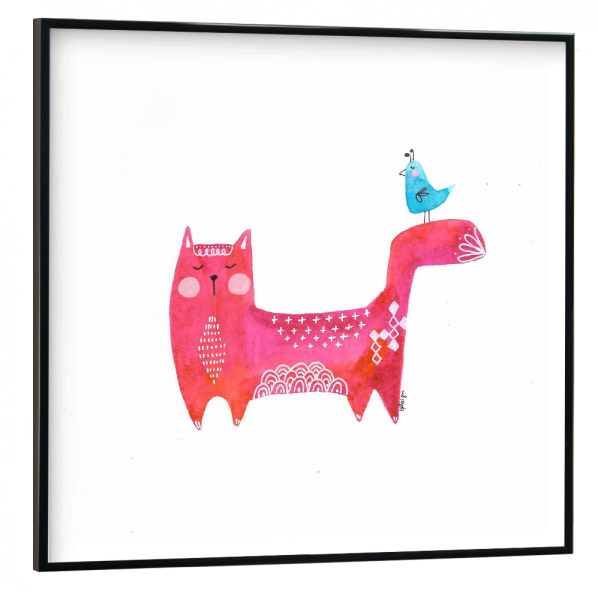 Poster mit schwarzem Rahmen 30x30 cm "Bianca Peters - Pink Lillycat" artboxONE - Für Kinder,Tiere