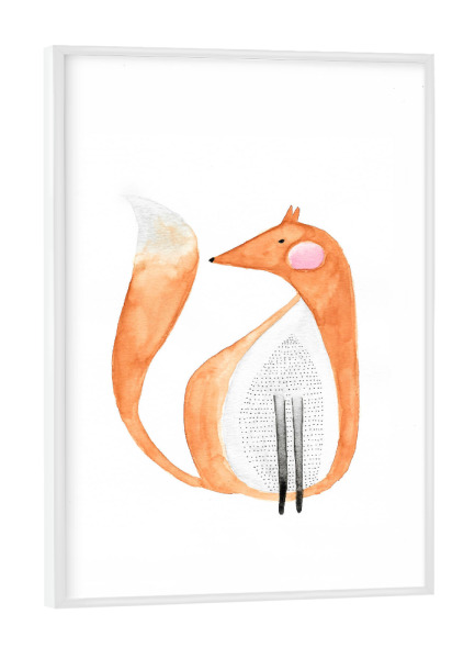 Poster mit weißem Rahmen "Bianca Peters - Wasserfarben Fuchs" artboxONE - Natur,Tiere
