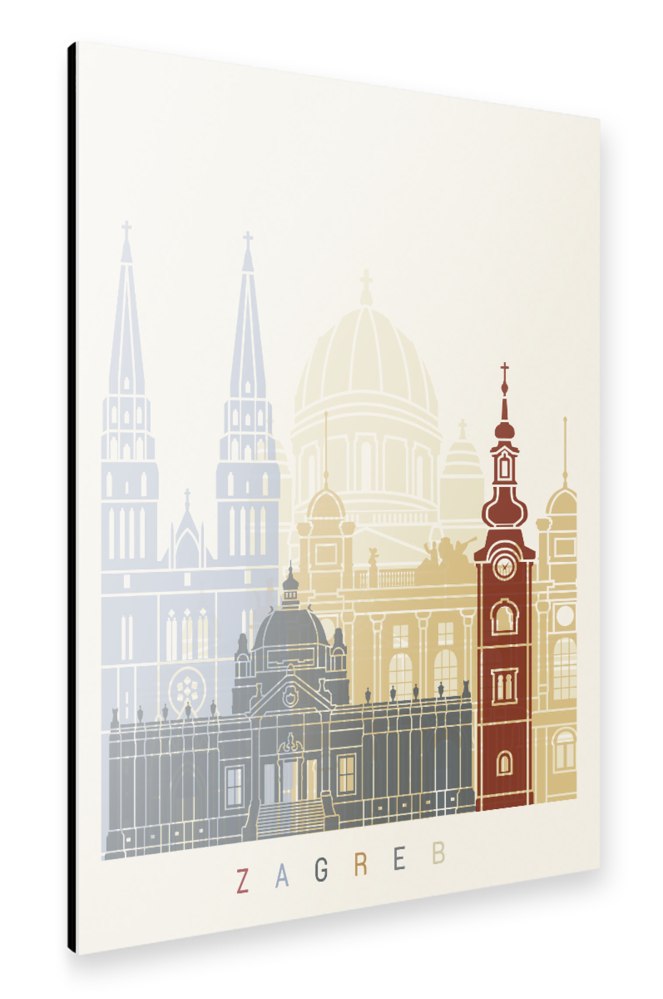 Alu-Dibond "Zagreb skyline" 75x50 cm artboxONE