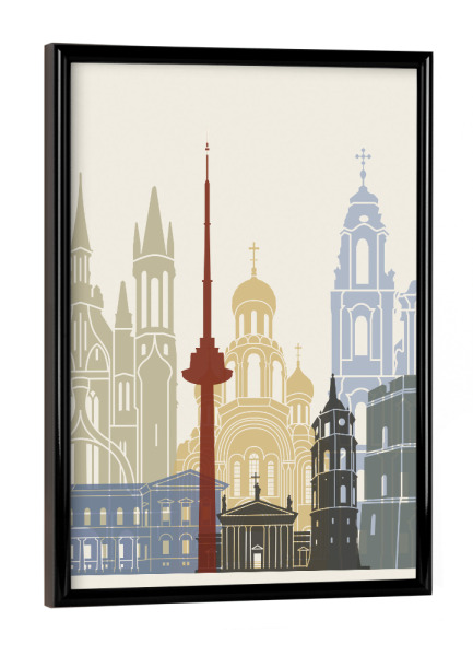 Poster mit schwarzem Rahmen "Vilnius skyline-b" artboxONE - Städte,Architektur