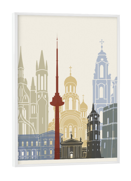 Poster mit weißem Rahmen "Vilnius skyline-b" artboxONE - Städte,Architektur