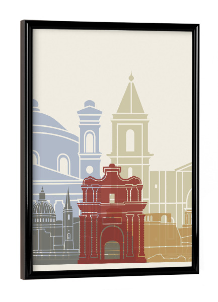 Poster mit schwarzem Rahmen "Valletta skyline" artboxONE - Städte,Architektur