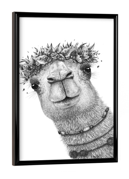 Poster mit schwarzem Rahmen "Camel with wreath" artboxONE - Natur,Floral,Tiere,Für Mama,Lustig