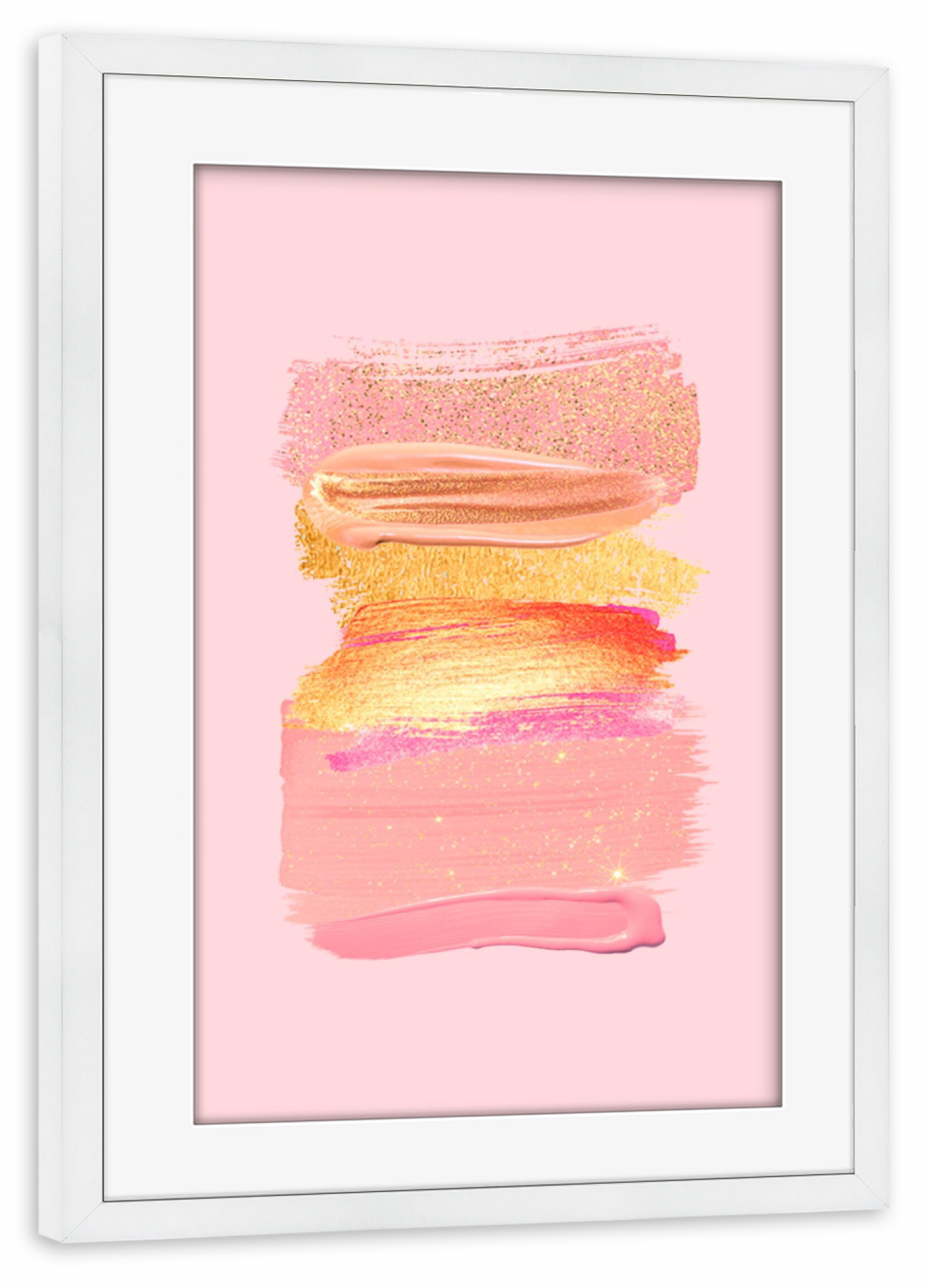 Poster mit Rahmen weiß "Shiny Pink Shadows" artboxONE - Abstrakt - Pink,Rose,Gold,Paint,Make up,Glitter,Shiny