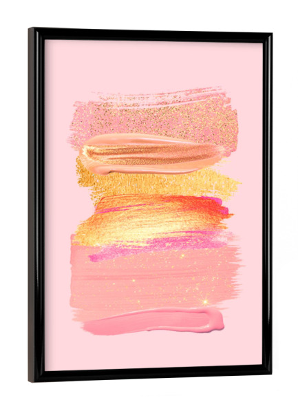 Poster mit schwarzem Rahmen "Shiny Pink Shadows" artboxONE - Abstrakt - Pink,Rose,Gold,Paint,Make up,Glitter,Shiny