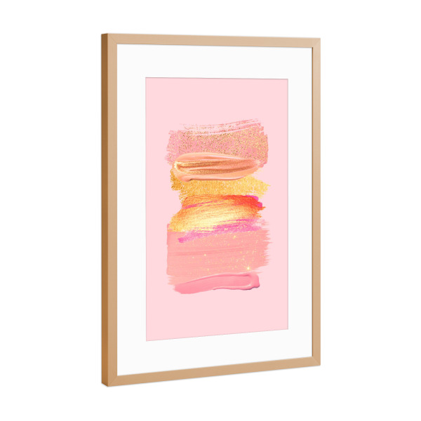Poster mit Rahmen Kupfer "Shiny Pink Shadows" artboxONE - Abstrakt - Pink,Rose,Gold,Paint,Make up,Glitter,Shiny