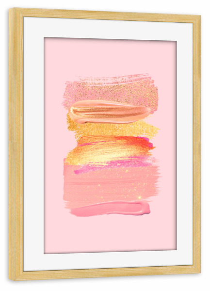 Poster mit Rahmen kiefer "Shiny Pink Shadows" artboxONE - Abstrakt - Pink,Rose,Gold,Paint,Make up,Glitter,Shiny