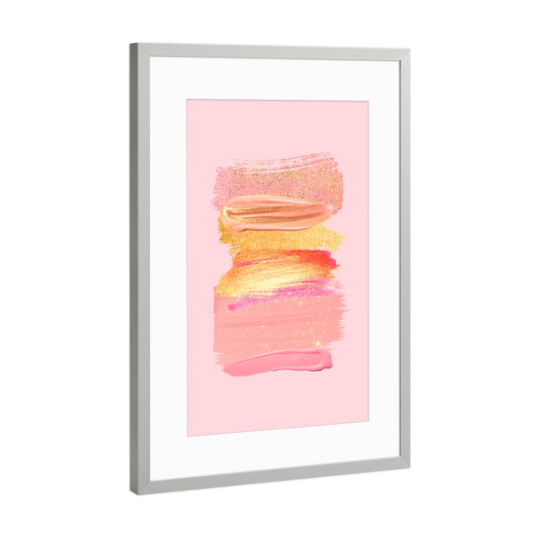Poster mit Rahmen Silber "Shiny Pink Shadows" artboxONE - Abstrakt - Pink,Rose,Gold,Paint,Make up,Glitter,Shiny