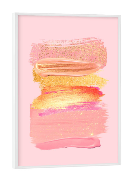 Poster mit weißem Rahmen "Shiny Pink Shadows" artboxONE - Abstrakt - Pink,Rose,Gold,Paint,Make up,Glitter,Shiny