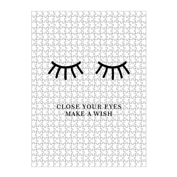 artboxONE Puzzle "Close Your Eyes Make a Wish" artboxONE - Typografie,Menschen,Liebe,Lustig