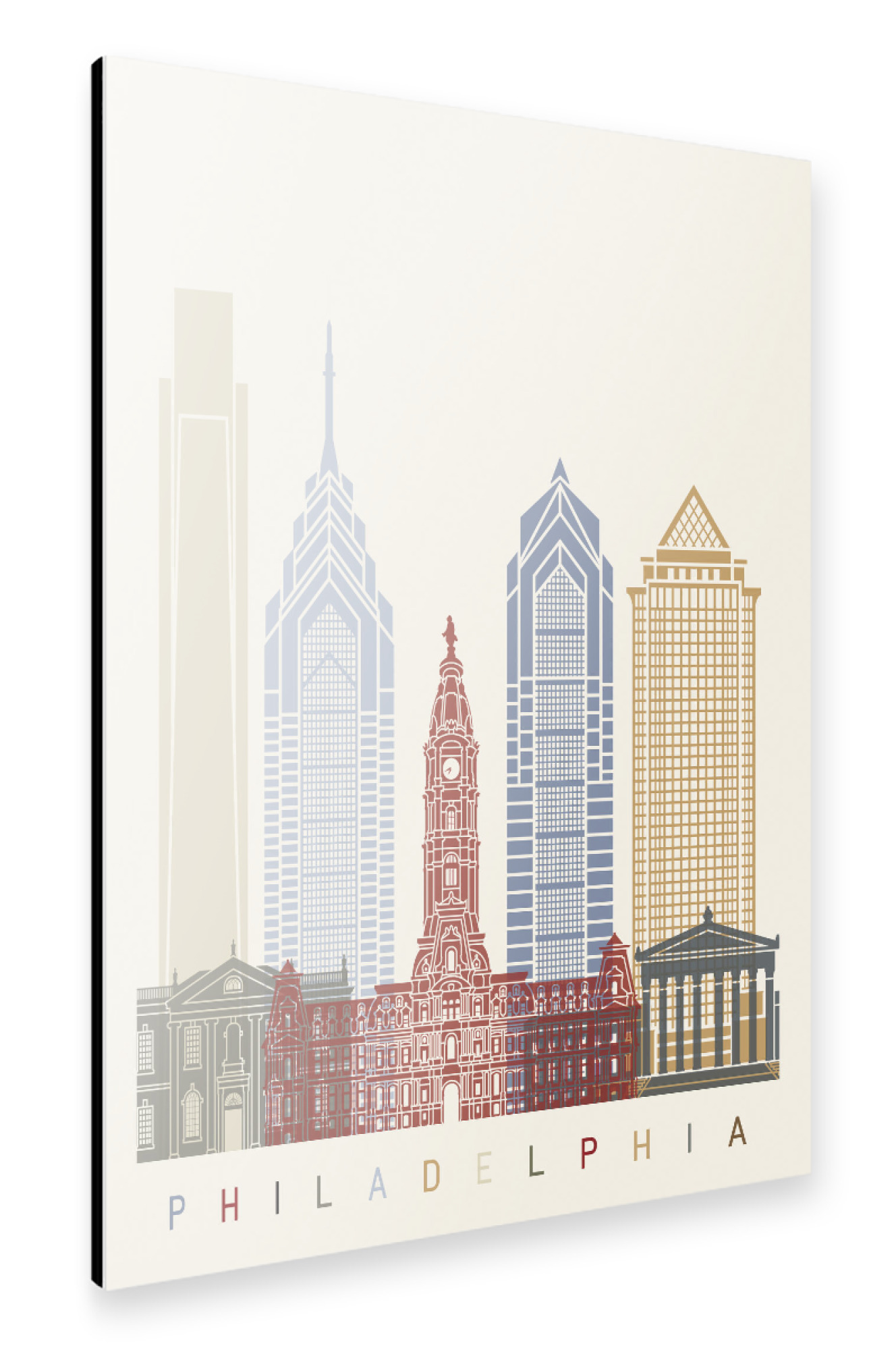 Alu-Dibond "Philadelphia-b skyline" 75x50 cm artboxONE