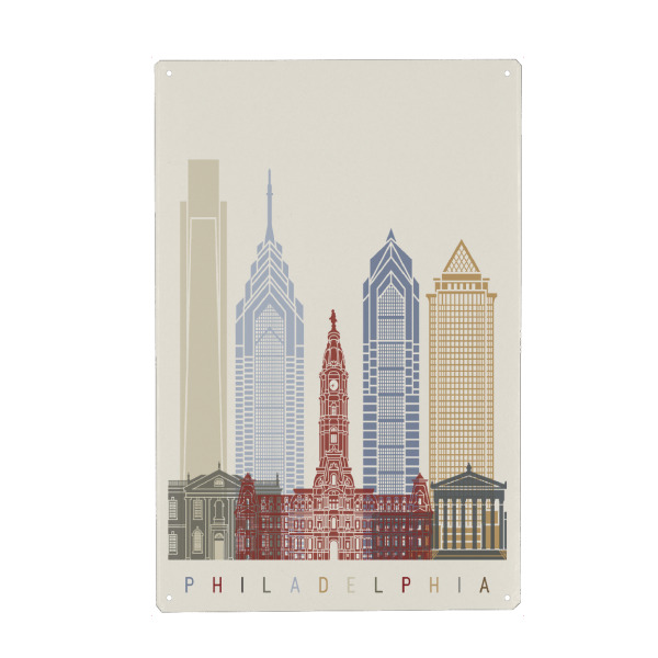 Metall Poster "Philadelphia-b skyline" artboxONE - Städte,Architektur