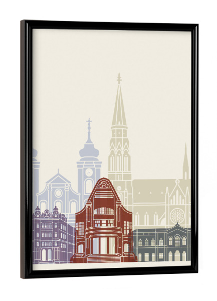 Poster mit schwarzem Rahmen "Osijek skyline" artboxONE - Städte,Architektur