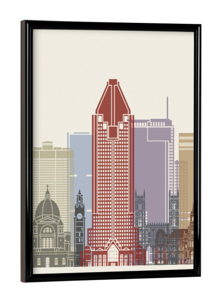 Poster mit schwarzem Rahmen "Montreal skyline" artboxONE - Städte,Architektur