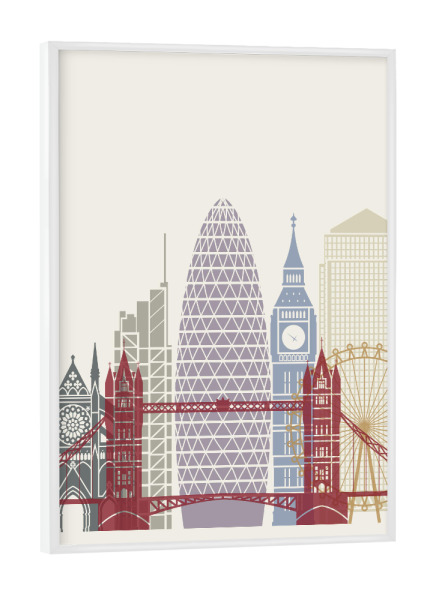 Poster mit weißem Rahmen "London V2 skyline" artboxONE - Städte,Architektur