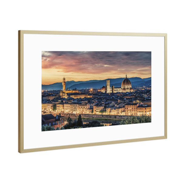 Poster mit Rahmen Gold "Florence at sunset" artboxONE - Städte,Reise,Architektur,Reise / Länder,Städte / Weitere