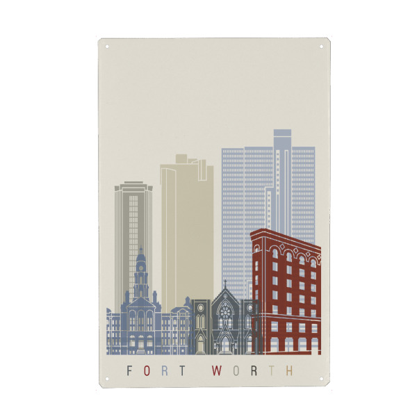 Holzbild "Fort Worth skyline" artboxONE - Städte,Architektur