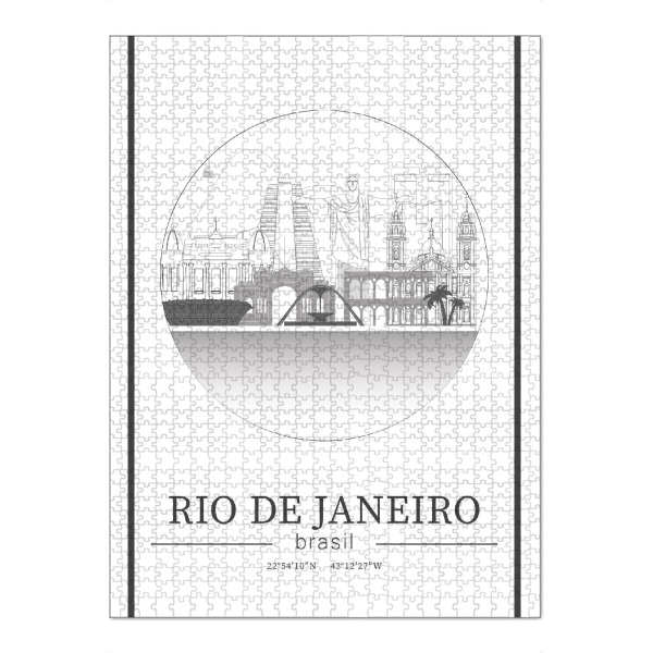 Puzzle Ravensburger "Rio skyline line art circle" artboxONE - Städte,Reise,Architektur,Städte / Rio de Janeiro,Kartografie