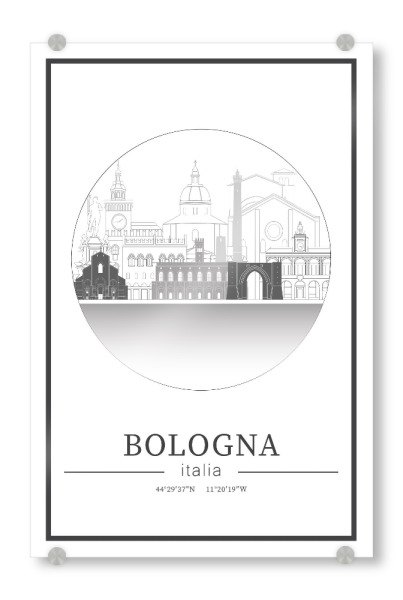 Acrylglasbild "Bologna skyline line art circle" artboxONE - Städte,Reise,Architektur,Kartografie
