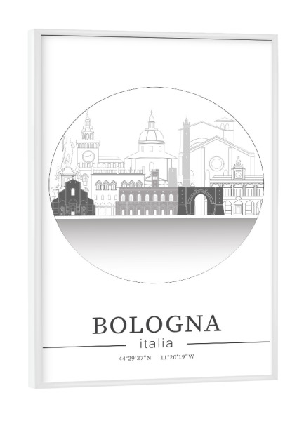 Poster mit weißem Rahmen "Bologna skyline line art circle" artboxONE - Städte,Reise,Architektur,Kartografie