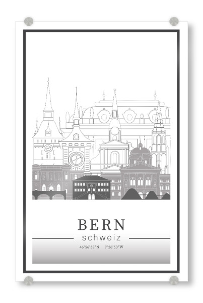 Acrylglasbild "Bern skyline line art" artboxONE - Städte,Reise,Architektur,Kartografie
