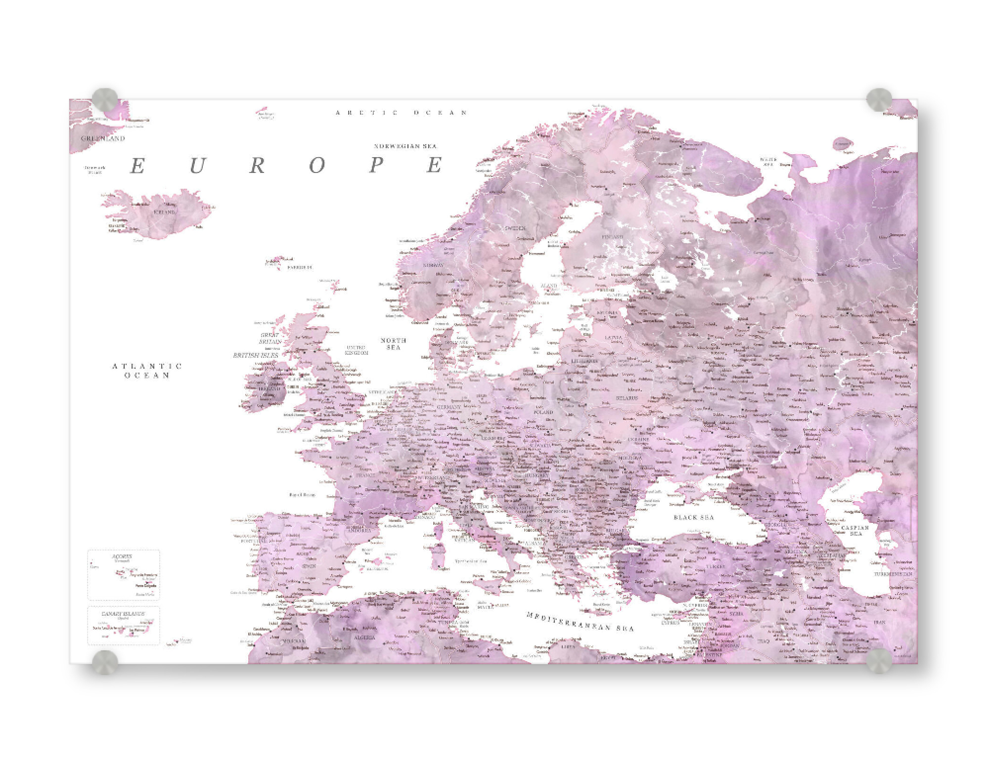 Acrylglasbild "Detailed map of Europe Cecilie" artboxONE - Kartografie