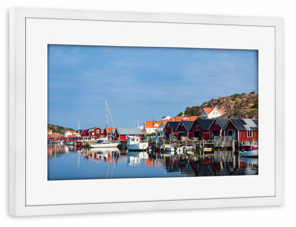 Poster mit Rahmen weiß "Boote und Bootshäuser" artboxONE - Natur,Reise,Architektur,Reise / Strand und Meer,Reise / Länder