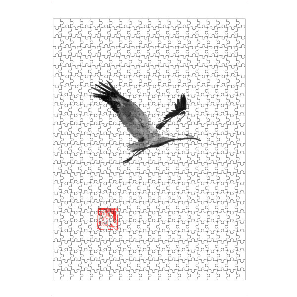 Puzzle Ravensburger "Storke" artboxONE - Tiere - Oiseau,Cigogne,Sumie,Japon,Japan,Tier,Animal,Minimal,Minimalisitisch,Schwarzweiß,Blackandwhite