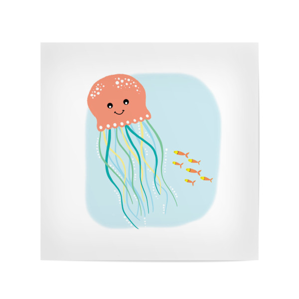 Poster 20x20 cm "Jelly fish" artboxONE - Natur,Für Kinder,Tiere,Comic,Unterwasser